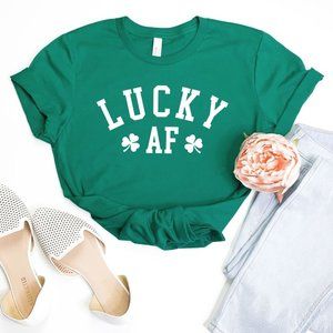 Womens Lucky AF Shamrock St Patricks Day T shirt